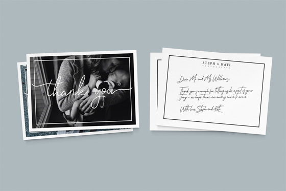 Steph and Kati thank-you cards mockup