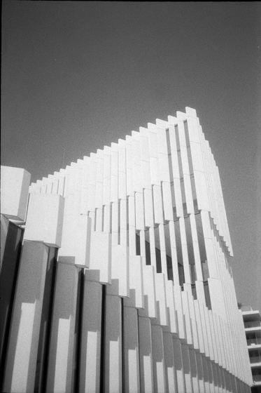 The side of a geometric building in Lisbon